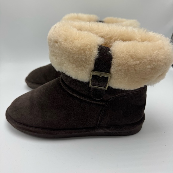 Bearpaw Abby Hickory Boots Brown Suede Boot Women’s Size 8 Shearling Trim Winter - Picture 3 of 8